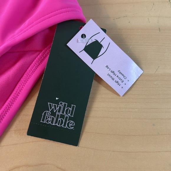 NWT Wild Fable Pink High Waist Cheeky Bikini Bottom - Picture 2 of 6